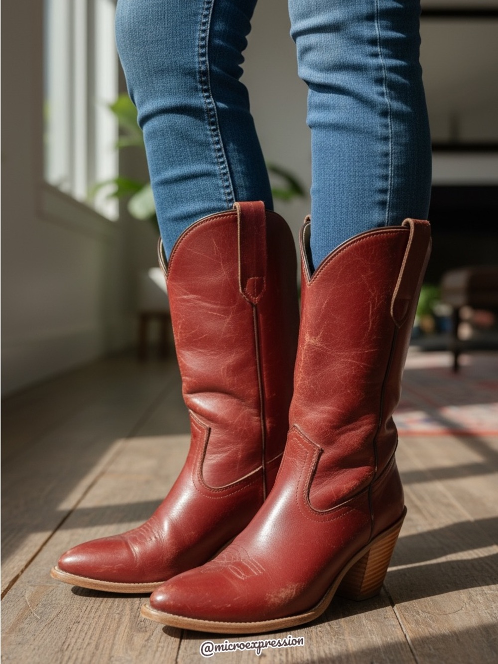 1990’s Frye Vintage Leather Pull On Red Cognac Heeled Cowboy Western Cute Bootie - Picture 6 of 14